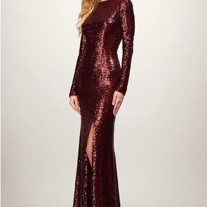 Theia Sequin Long Sleeve Dress